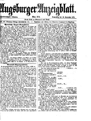 Augsburger Anzeigeblatt Donnerstag 19. November 1874