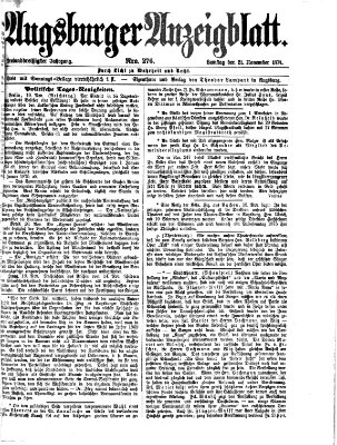 Augsburger Anzeigeblatt Samstag 21. November 1874