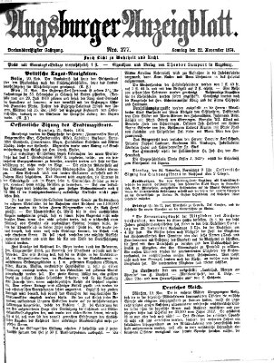 Augsburger Anzeigeblatt Sonntag 22. November 1874