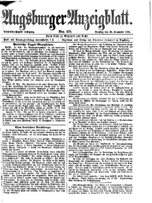 Augsburger Anzeigeblatt Dienstag 24. November 1874