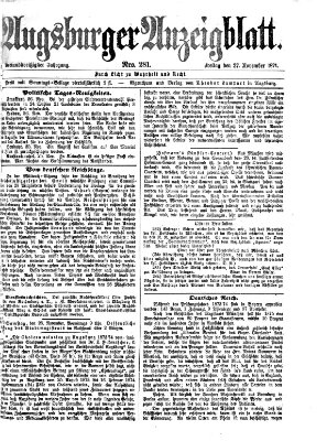 Augsburger Anzeigeblatt Freitag 27. November 1874