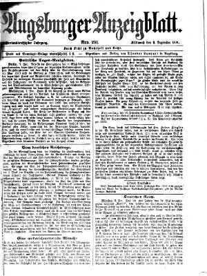 Augsburger Anzeigeblatt Mittwoch 9. Dezember 1874