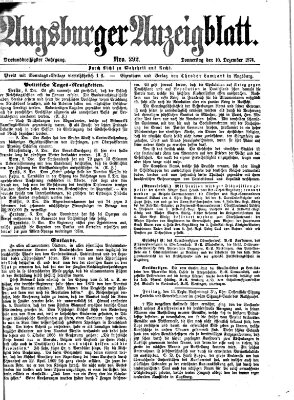 Augsburger Anzeigeblatt Donnerstag 10. Dezember 1874