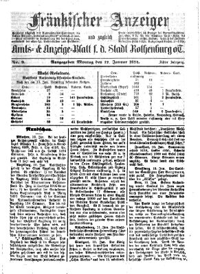 Fränkischer Anzeiger Montag 12. Januar 1874