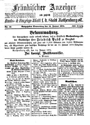 Fränkischer Anzeiger Donnerstag 15. Januar 1874