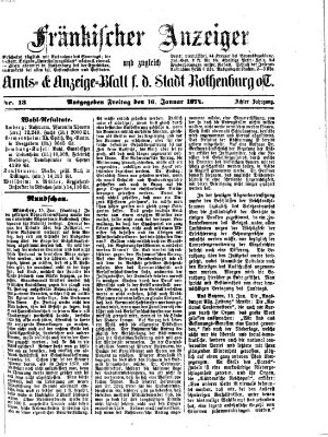 Fränkischer Anzeiger Freitag 16. Januar 1874