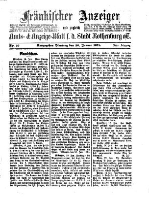 Fränkischer Anzeiger Dienstag 20. Januar 1874