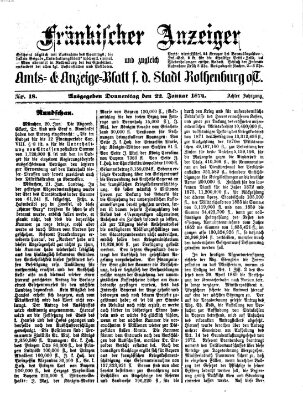 Fränkischer Anzeiger Donnerstag 22. Januar 1874