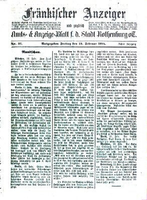 Fränkischer Anzeiger Freitag 13. Februar 1874