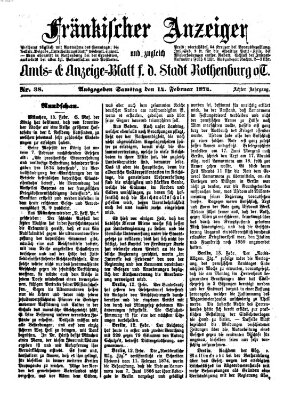 Fränkischer Anzeiger Samstag 14. Februar 1874