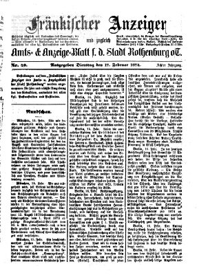 Fränkischer Anzeiger Dienstag 17. Februar 1874