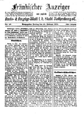 Fränkischer Anzeiger Freitag 27. Februar 1874