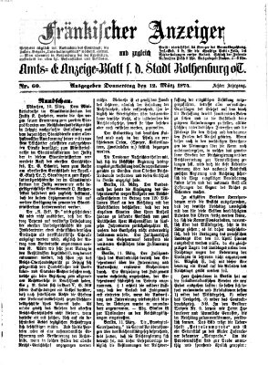 Fränkischer Anzeiger Donnerstag 12. März 1874