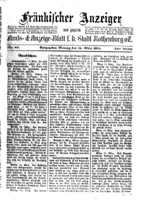 Fränkischer Anzeiger Montag 16. März 1874