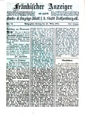 Fränkischer Anzeiger Freitag 27. März 1874