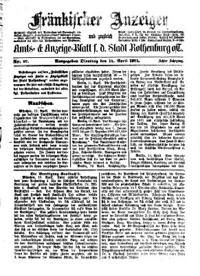 Fränkischer Anzeiger Dienstag 14. April 1874