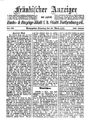 Fränkischer Anzeiger Dienstag 21. April 1874