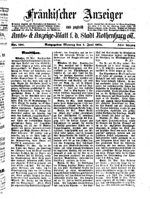 Fränkischer Anzeiger Montag 1. Juni 1874