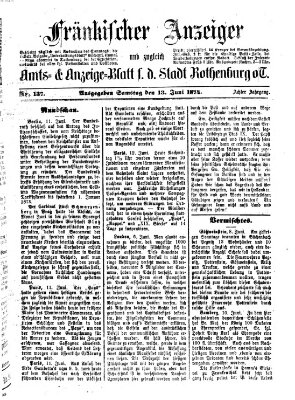 Fränkischer Anzeiger Samstag 13. Juni 1874