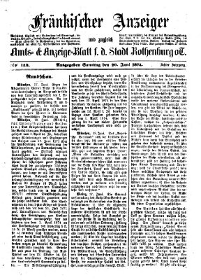 Fränkischer Anzeiger Samstag 20. Juni 1874