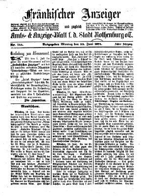 Fränkischer Anzeiger Montag 22. Juni 1874