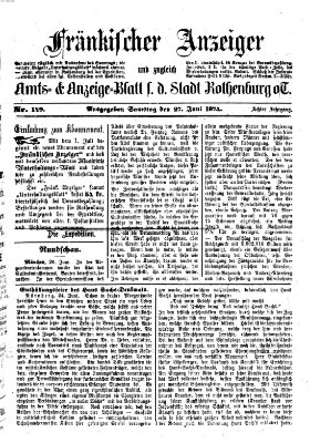 Fränkischer Anzeiger Samstag 27. Juni 1874