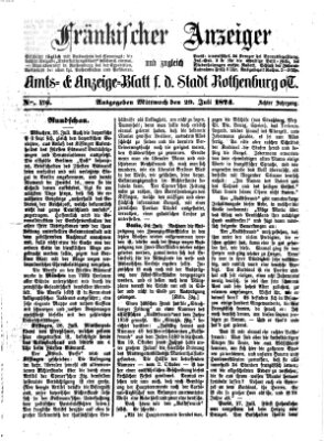 Fränkischer Anzeiger Mittwoch 29. Juli 1874