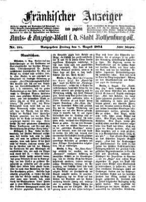 Fränkischer Anzeiger Freitag 7. August 1874