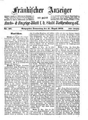 Fränkischer Anzeiger Donnerstag 27. August 1874