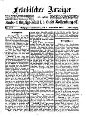 Fränkischer Anzeiger Donnerstag 3. September 1874