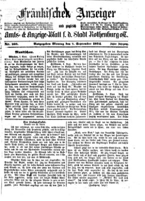 Fränkischer Anzeiger Montag 7. September 1874