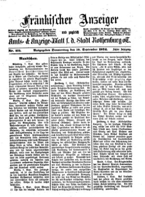 Fränkischer Anzeiger Donnerstag 10. September 1874