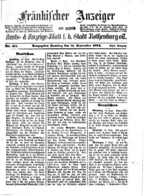 Fränkischer Anzeiger Samstag 12. September 1874