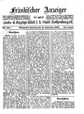 Fränkischer Anzeiger Samstag 19. September 1874