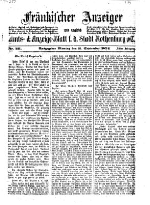 Fränkischer Anzeiger Montag 21. September 1874