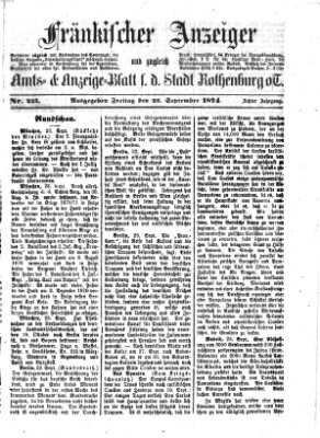 Fränkischer Anzeiger Freitag 25. September 1874