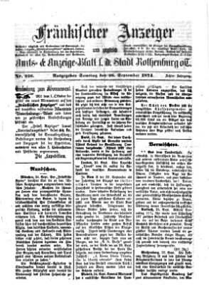 Fränkischer Anzeiger Samstag 26. September 1874