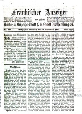 Fränkischer Anzeiger Mittwoch 30. September 1874