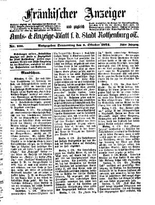 Fränkischer Anzeiger Donnerstag 8. Oktober 1874