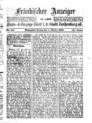 Fränkischer Anzeiger Freitag 9. Oktober 1874