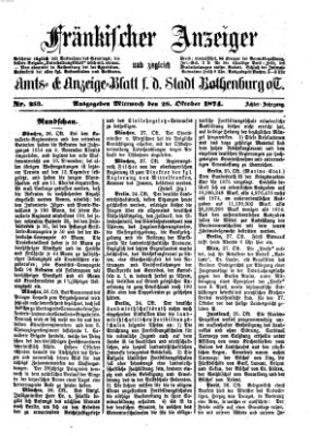 Fränkischer Anzeiger Mittwoch 28. Oktober 1874