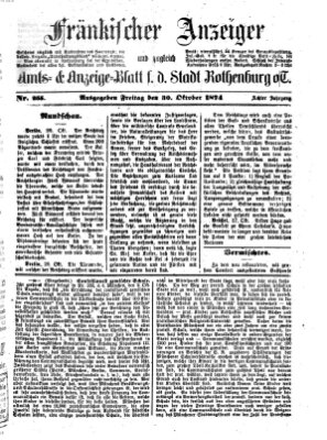 Fränkischer Anzeiger Freitag 30. Oktober 1874