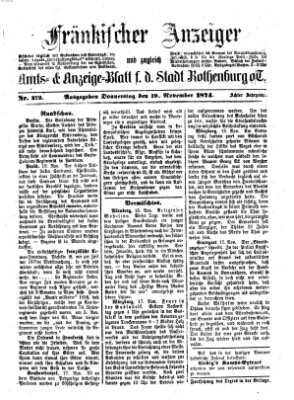 Fränkischer Anzeiger Donnerstag 19. November 1874