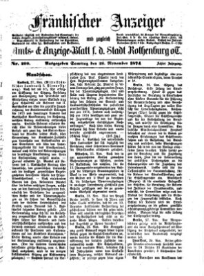 Fränkischer Anzeiger Samstag 28. November 1874