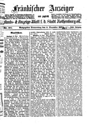 Fränkischer Anzeiger Donnerstag 3. Dezember 1874