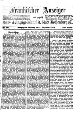 Fränkischer Anzeiger Montag 7. Dezember 1874