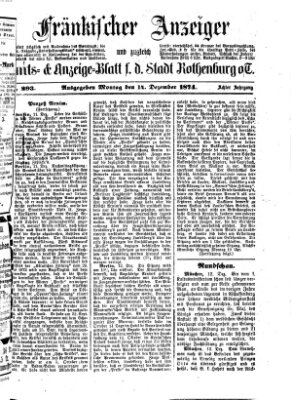 Fränkischer Anzeiger Montag 14. Dezember 1874