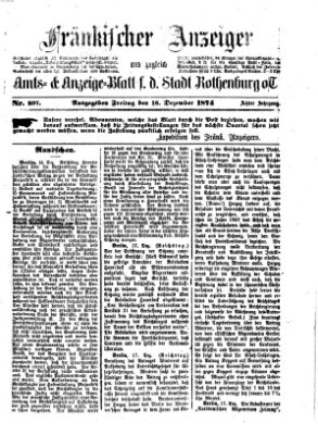 Fränkischer Anzeiger Freitag 18. Dezember 1874