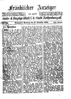 Fränkischer Anzeiger Samstag 19. Dezember 1874