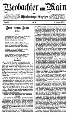 Beobachter am Main und Aschaffenburger Anzeiger Samstag 3. Januar 1874